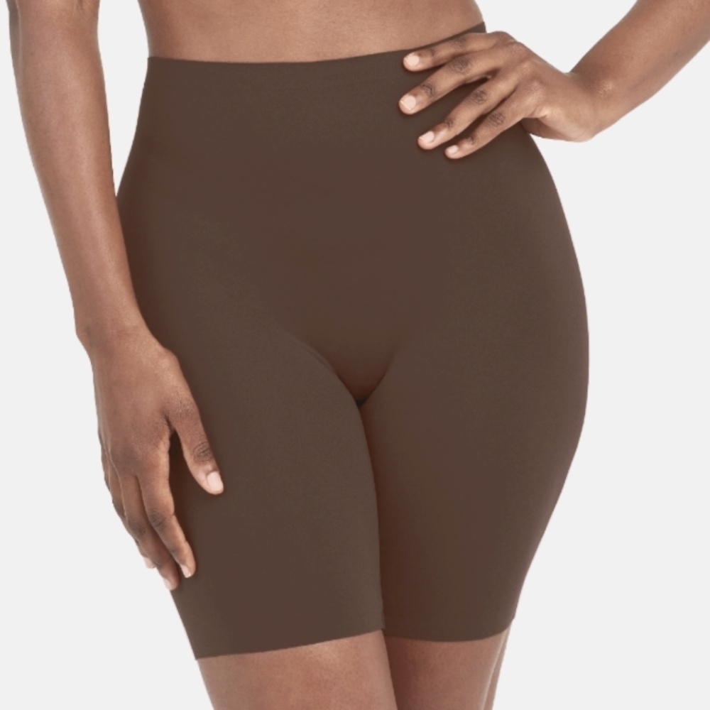 Spanx (Size 1X) Mineral Taupe High Waisted Midthigh Stretch Shorts (NEW-NWT)
